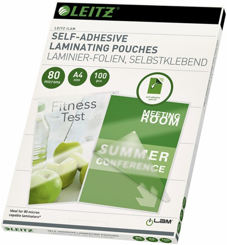 Lamineerhoes Leitz A4 zelfklevend 2x80micron EVA 100stuks