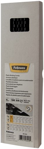 Bindrug Fellowes 6mm 21rings A4 zwart 100stuks