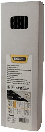 Bindrug Fellowes 8mm 21rings A4 zwart 100stuks  