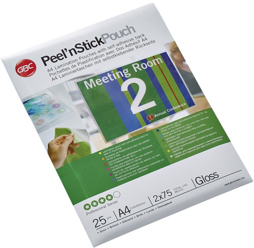 Lamineerhoes 216x303mm 2x 75mic GBC Peel en Stick ds/25