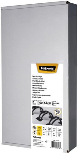 Bindruggen Wirebind 34r  6mm zwart Fellowes ds/100