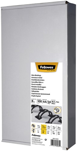 Bindruggen Wirebind 34r  8mm zwart Fellowes ds/100