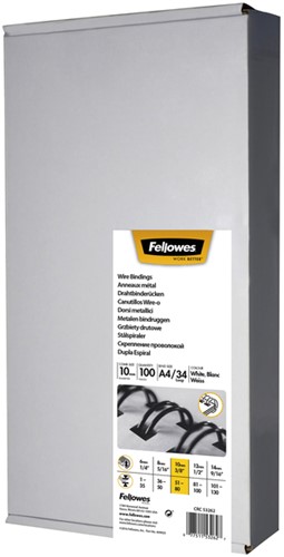Bindruggen Wirebind 34r 10mm wit Fellowes ds/100