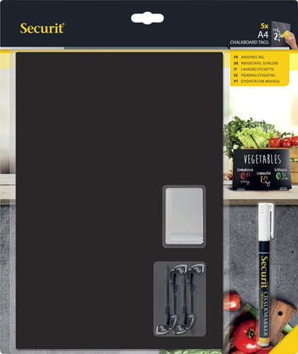 Krijtbord Securit A4 tags + marker pk/5