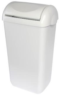 Afvalbak Primesource met swing deksel 23ltr wit 