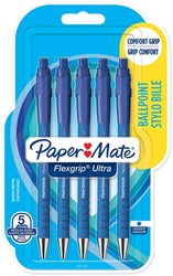 Balpen Paper Mate Flexgrip drukknop M blauw pk/5