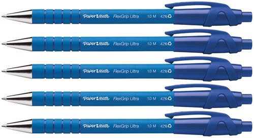 Balpen Paper Mate Flexgrip drukknop M blauw pk/5-2