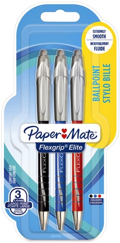 Balpen Paper Mate Flexgrip Elite 1.4 assorti pak/3