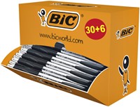 Balpen Bic Atlantis Clic zwart valuepack 30+6 gratis