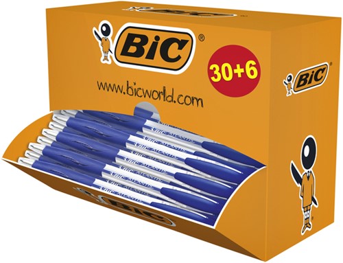 Balpen Bic Atlantis Clic blauw valuepack 30+6 gratis