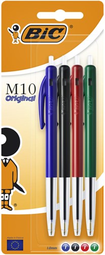 Balpen Bic M10 assorti blister/4