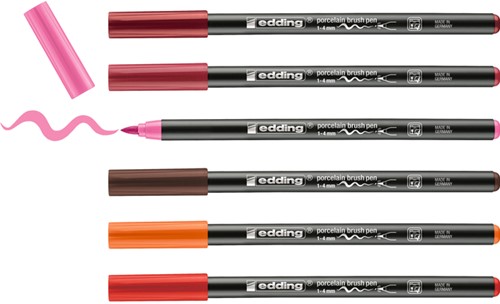 Viltstift Edding 4200 porselein-penseelstift warme kleuren set/6-2