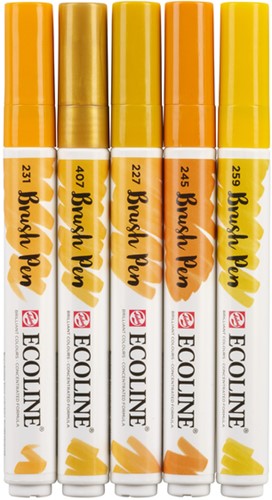 Brushpen Talens Ecoline set-aarde blister à 5 stuks ass