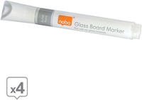 Viltstift Nobo glasbord wit pak/4-4