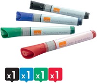 Viltstift Nobo glasbord assorti pak/4-4
