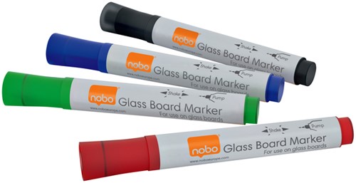 Viltstift Nobo glasbord assorti pak/4
