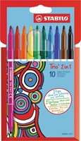Viltstift STABILO Trio 2 in 1 etui pk/10