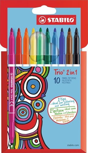 Viltstift STABILO Trio 2 in 1 etui pk/10