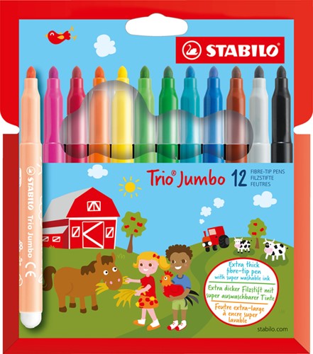 Viltstift STABILO Trio Jumbo XXL etui pk/12