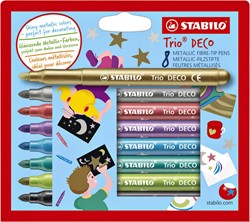 Viltstift STABILO Trio deco metallic etui pk/8