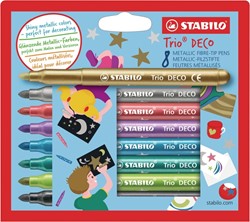 Viltstift STABILO Trio deco metallic etui pk/8