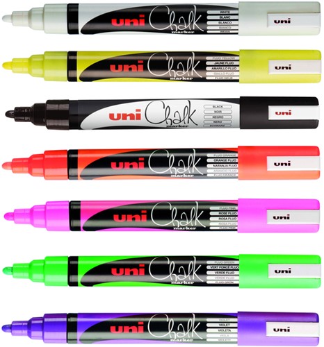 Krijtstift Uni-ball Chalk rond fluo groen-3