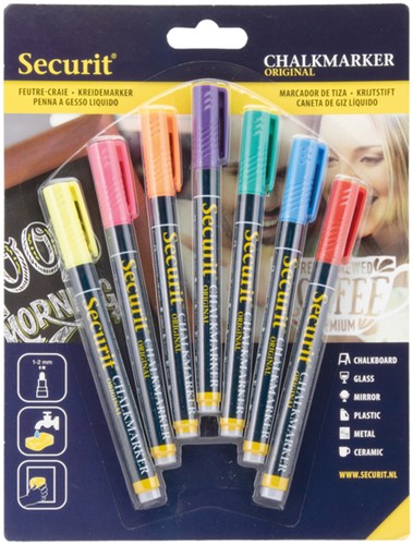 Krijtstift Securit SMA-100 rond 1-2mm assorti pk/7