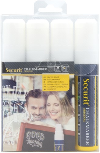 Krijtstift Securit SMA-720 blokpunt 7-15mm wit pk/4