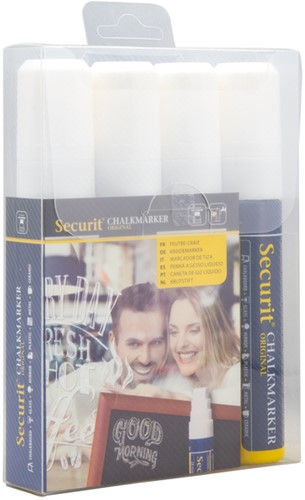 Krijtstift Securit SMA-720 blokpunt 7-15mm wit pk/4-2