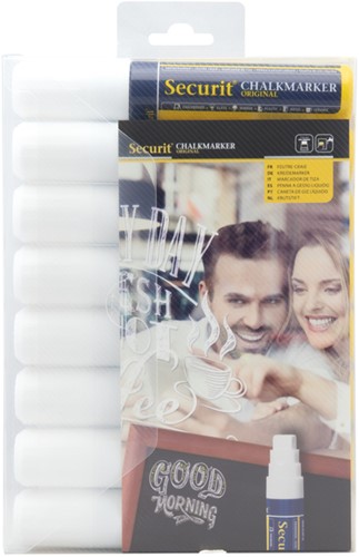 Krijtstift Securit SMA-720 blokpunt 7-15mm wit pk/8