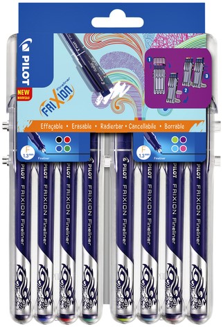 Fineliner Pilot Frixion 0,45mm etui à 8 stuks assorti