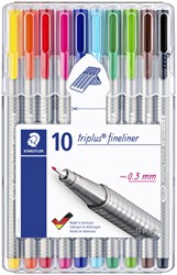 Fineliner Staedtler Triplus 334 assorti 0.3mm pk/10