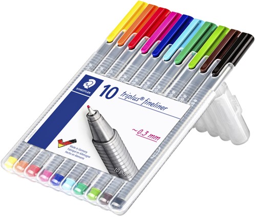 Fineliner Staedtler Triplus 334 assorti 0.3mm pk/10-2