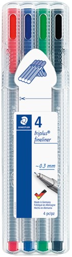 Fineliner Staedtler Triplus 334 assorti 0.3mm pk/4