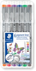Fineliner Staedtler Pigment 308 0.3mm assorti pk/6