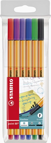 Fineliner STABILO point 88 assorti pk/6