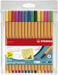Fineliner STABILO point 88 etui assorti pk/15