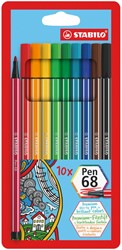 Viltstift STABILO Pen 68 assorti pk/10
