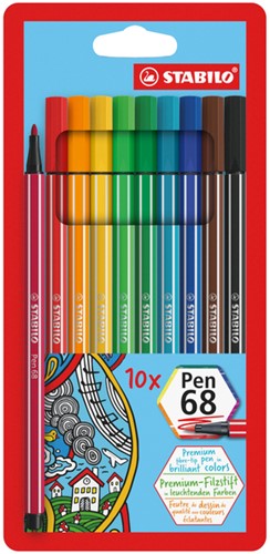 Viltstift STABILO Pen 68 assorti pk/10