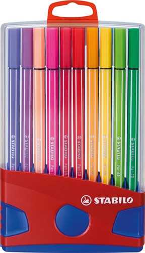 Viltstift  STABILO Pen 68 ColorParade rood/blauw assorti pk/20