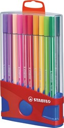 Viltstift  STABILO Pen 68 ColorParade rood/blauw assorti pk/20