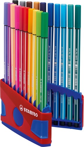 Viltstift  STABILO Pen 68 ColorParade rood/blauw assorti pk/20-2