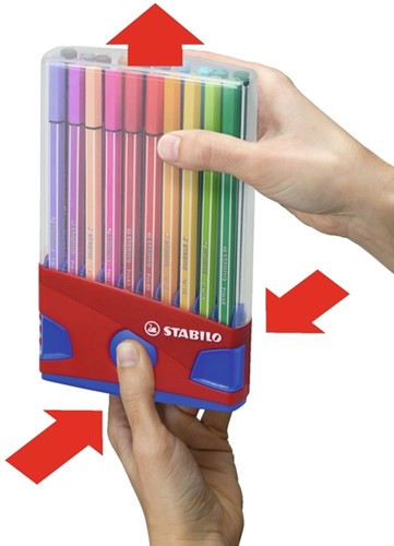 Viltstift  STABILO Pen 68 ColorParade rood/blauw assorti pk/20-2