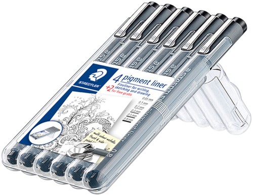 Fineliner Staedtler Pigment 308 set4 +2 gratis zwart-2