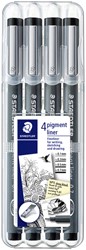 Fineliner Staedtler Pigment 308 set/4 zwart 0.1mm t/m 0.7mm