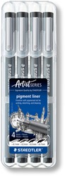 Fineliner Staedtler Pigment 308 set/4 zwart 0.1mm t/m 0.7mm