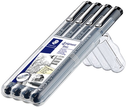 Fineliner Staedtler Pigment 308 set/4 zwart 0.1mm t/m 0.7mm-2