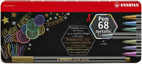 Viltstift STABILO Pen 6808/8-32 metallic blik/ 8 assorti
