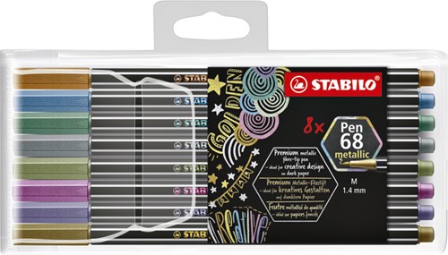 Viltstift STABILO Pen 6808/8-11 metallic pk/8 assorti