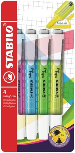 Markeerstift STABILO Swing Cool 275/4 etui à 4 kleuren